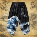 Yükselen Ejderha ve Dalga Hakama - Geleneksel Kimono Pantolon - アキラ